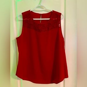 Red sleeveless top
